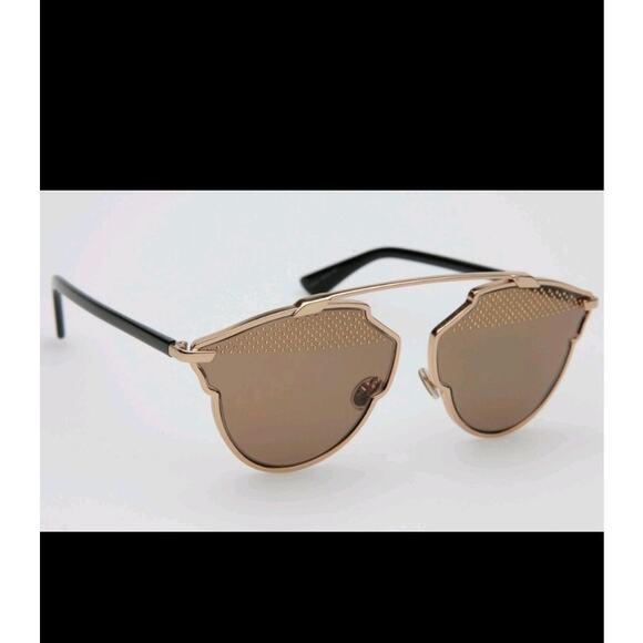 Christian Dior So Real Studded Designer Sunglasses Gold Black Italian Aviators - Picture 3 of 16